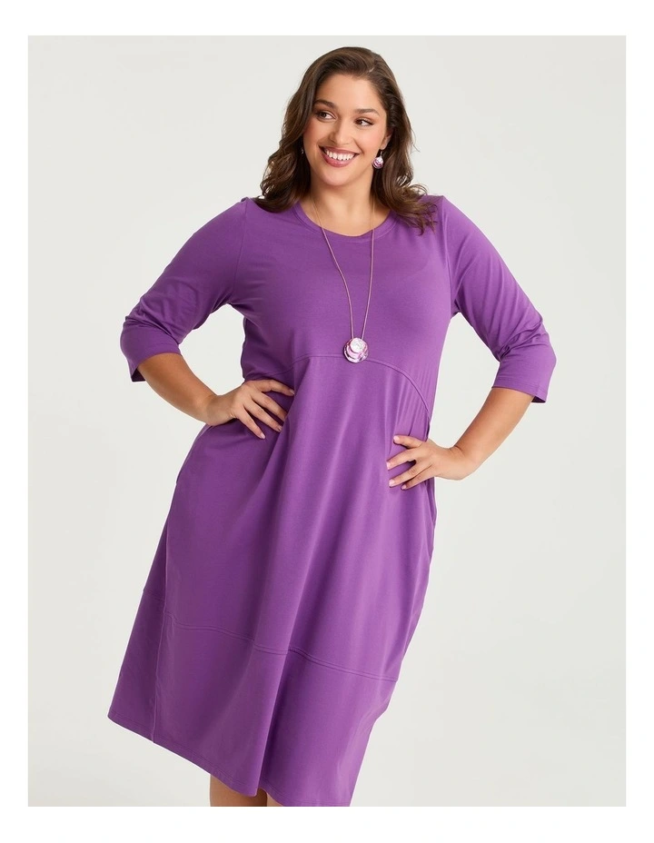 Cotton Talia Tulip Dress in Bright Violet image 2