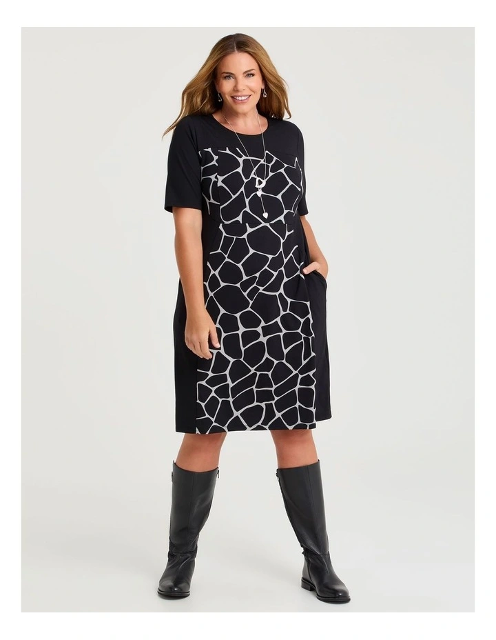Ponte Abstract Spliced Dress Print image 1
