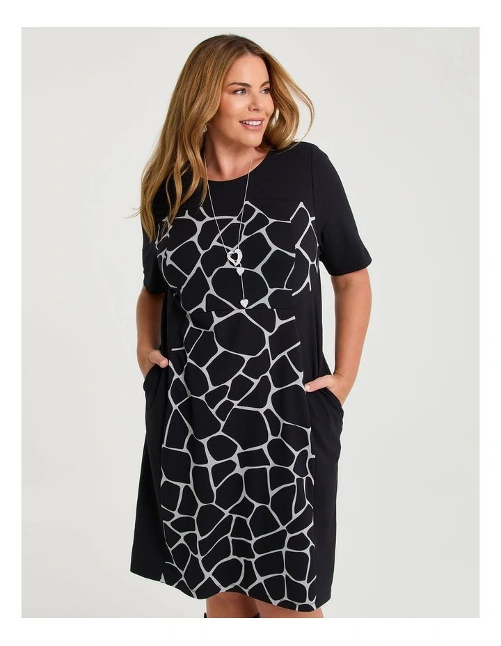 Ponte Abstract Spliced Dress Print image 3
