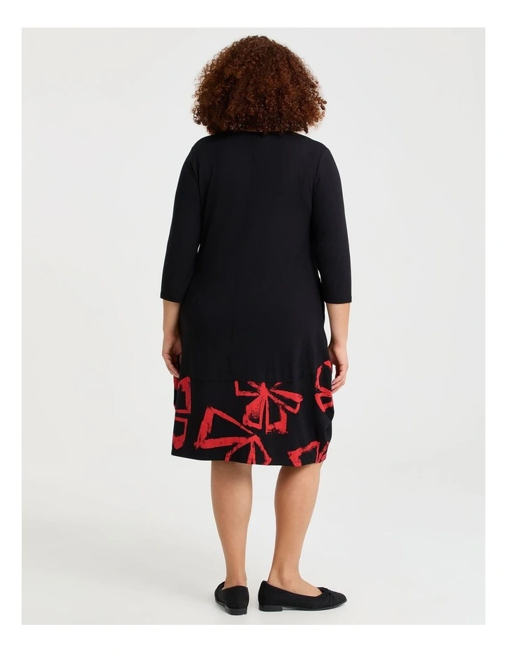 Rhapsody Spliced Natural Dress in Black Print image 2