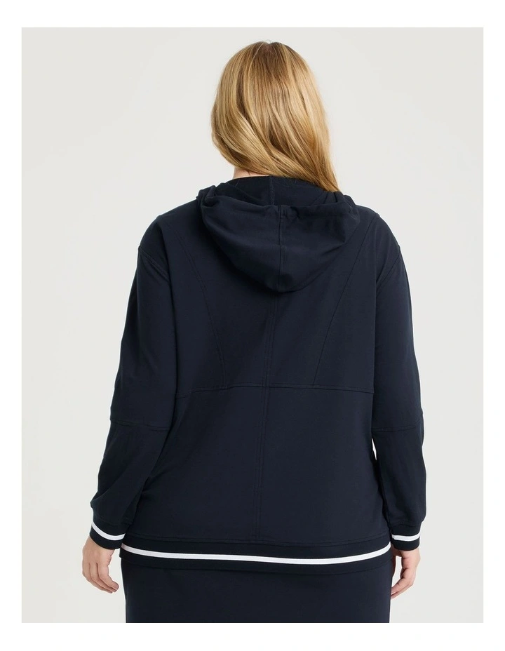 Tipping Trim Zip Thru Hoodie Navy image 2