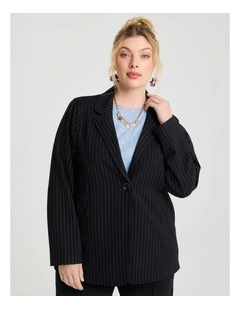 Natural Pinstripe Jacket Black