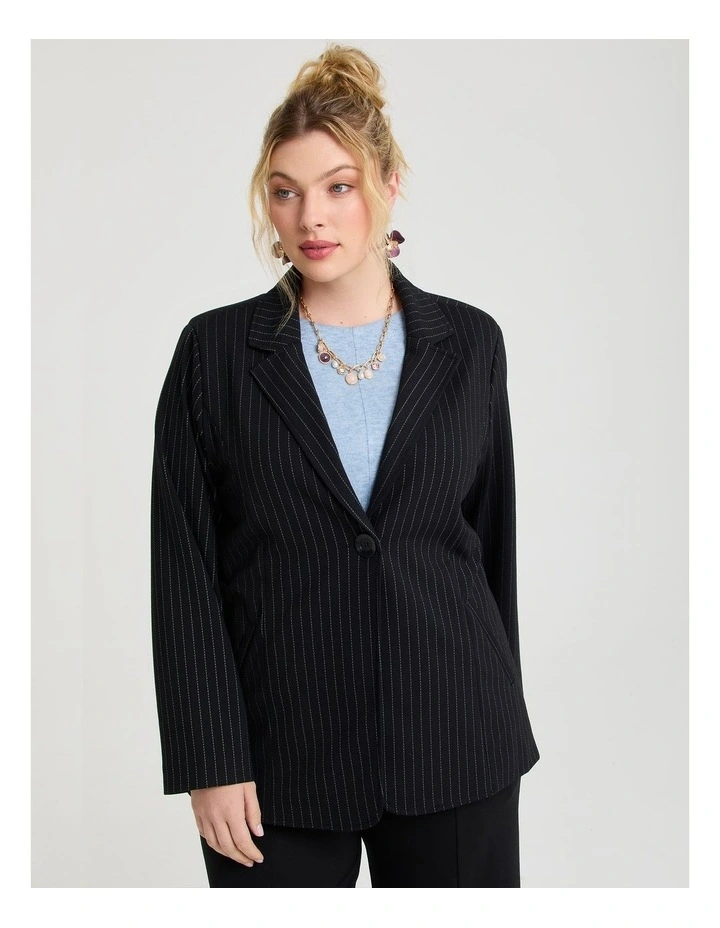 Natural Pinstripe Jacket Black image 3
