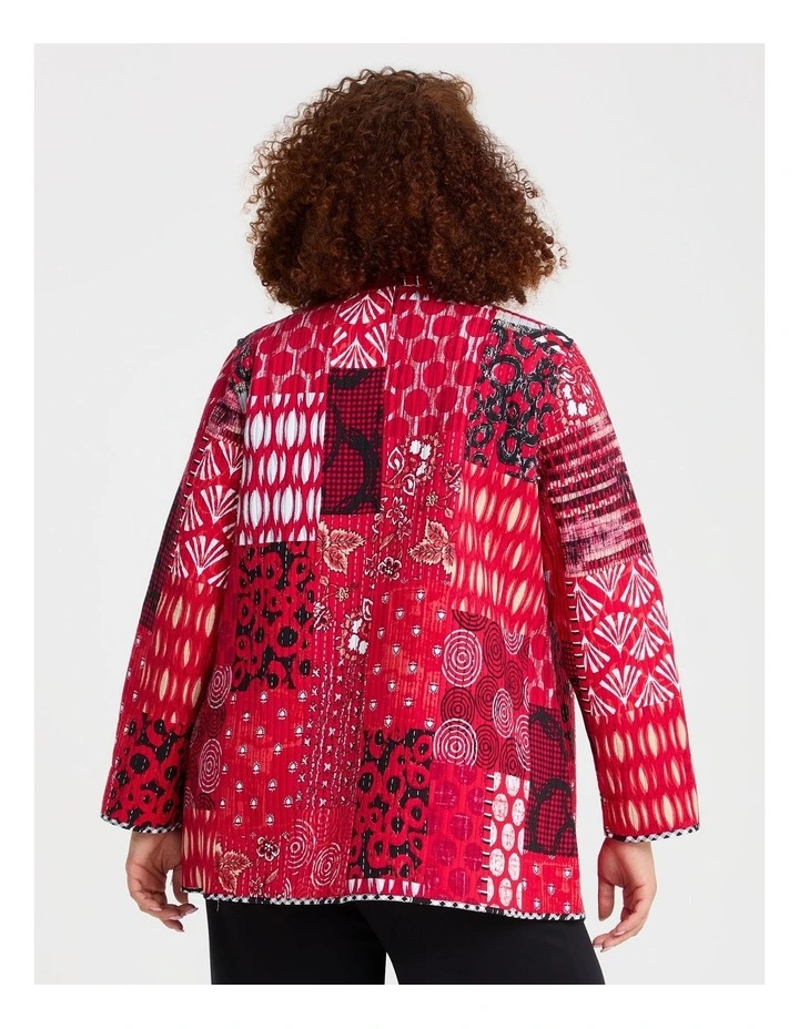 Reversible Quilt Natural Jacket in Multi image 4