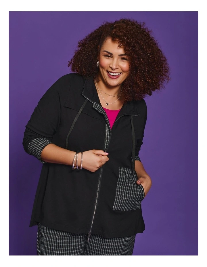 Bamboo Ponte Plaid Jacket Black image 4