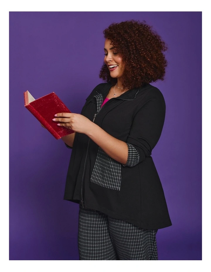 Bamboo Ponte Plaid Jacket Black image 5