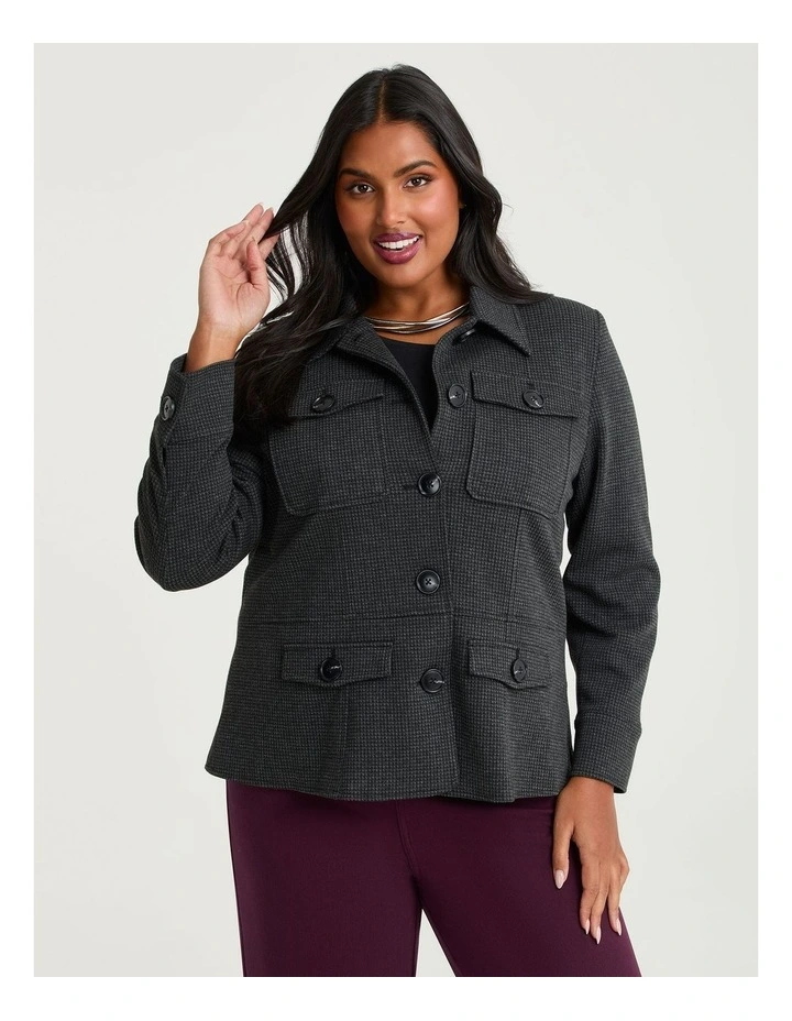Houndstooth Patch Pocket Jacket in Charcoal/black image 1