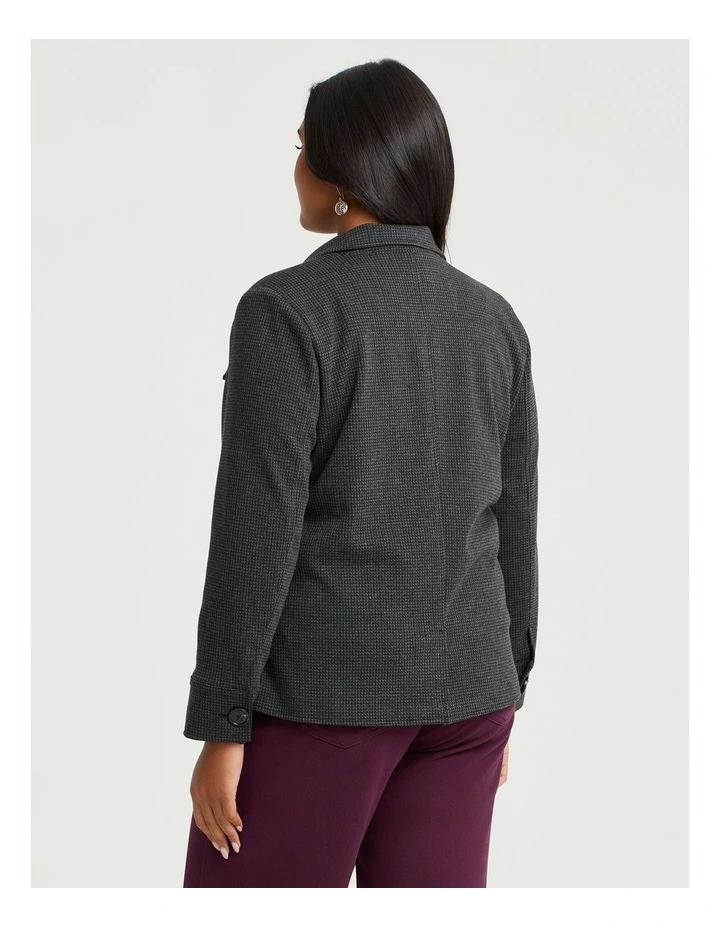 Houndstooth Patch Pocket Jacket in Charcoal/black image 2