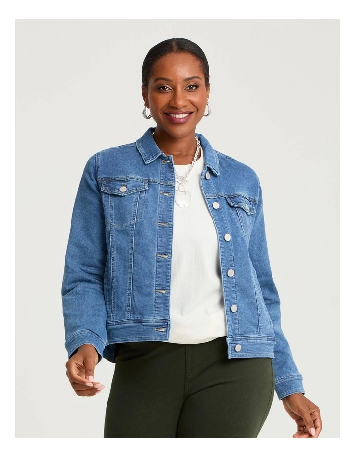 Cotton Waist-length Denim Jacket Cove Blue image 3
