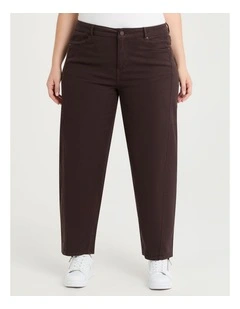 Curved Seam Barrel Jean in Chocolate