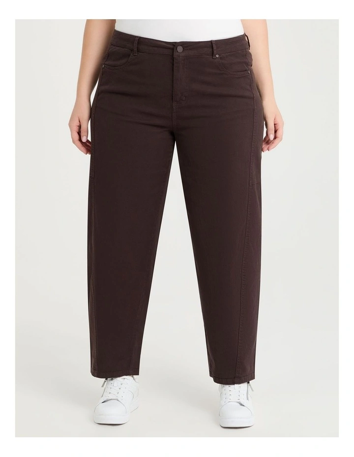 Curved Seam Barrel Jean in Chocolate image 1