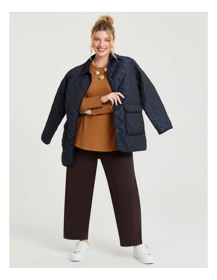 Curved Seam Barrel Jean in Chocolate image 4