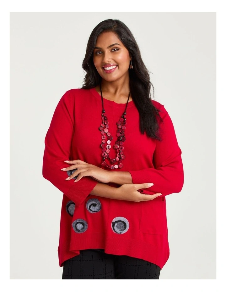 Felt Spot Natural Tulip Jumper in Ribbon Red image 1