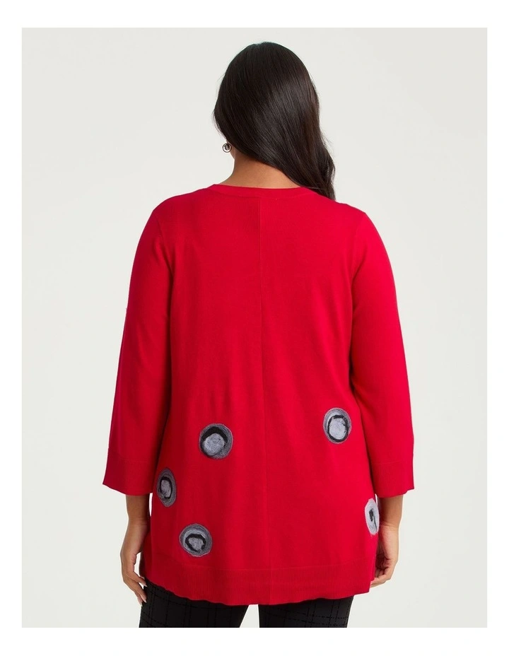 Felt Spot Natural Tulip Jumper in Ribbon Red image 2
