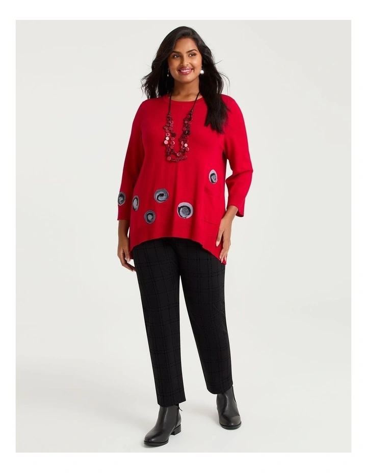 Felt Spot Natural Tulip Jumper in Ribbon Red image 3