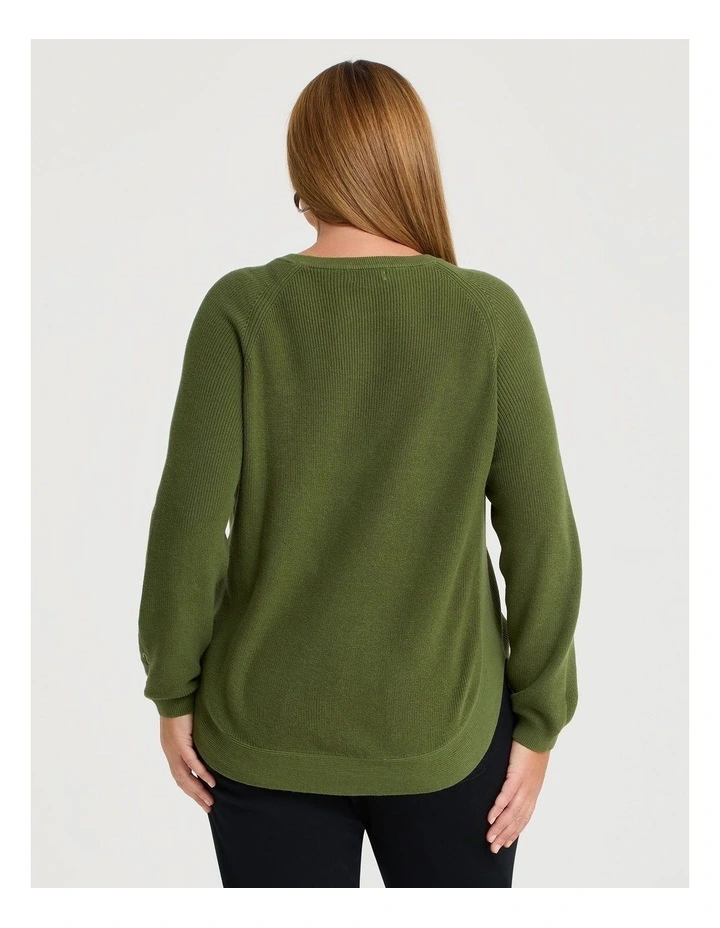 Curved Hem Rib Knit Jumper Myrtle image 3