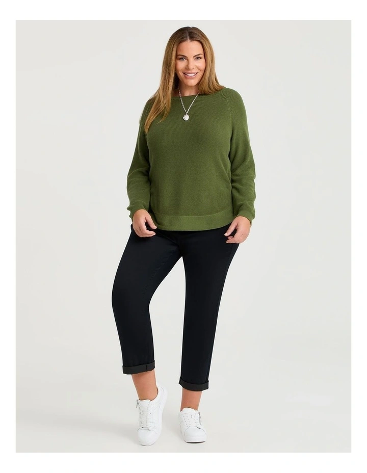 Curved Hem Rib Knit Jumper Myrtle image 4