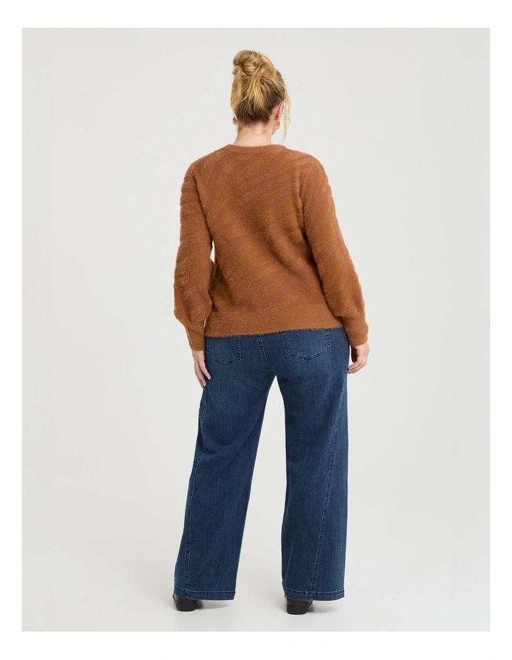 Fluffy Zebra Patterned Jumper in Toasted Pecan image 2