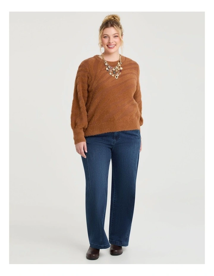 Fluffy Zebra Patterned Jumper in Toasted Pecan image 2