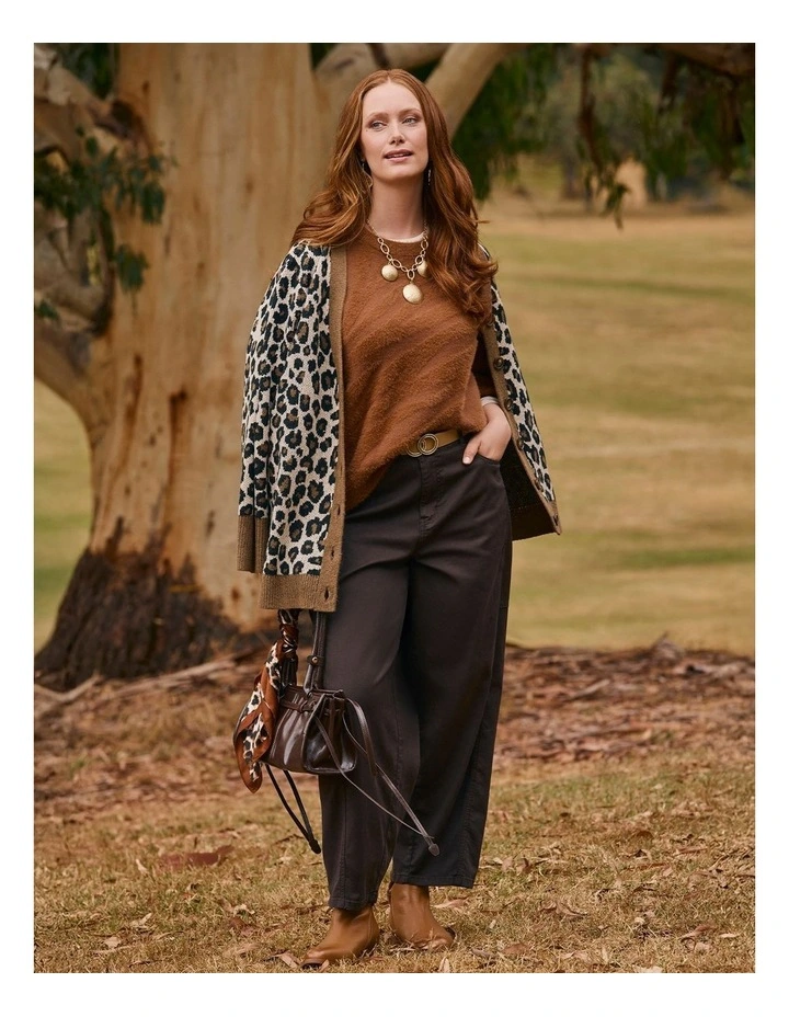 Fluffy Zebra Patterned Jumper in Toasted Pecan image 7