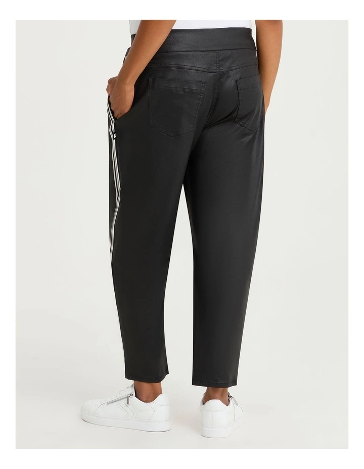 Coated Stripe Barrel Jean in Black image 2