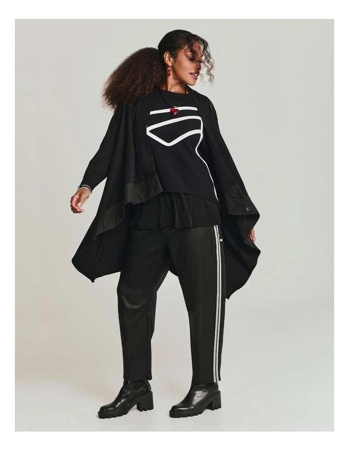 Coated Stripe Barrel Jean in Black image 3