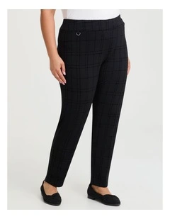 Ponte Flock Check Pant in Black
