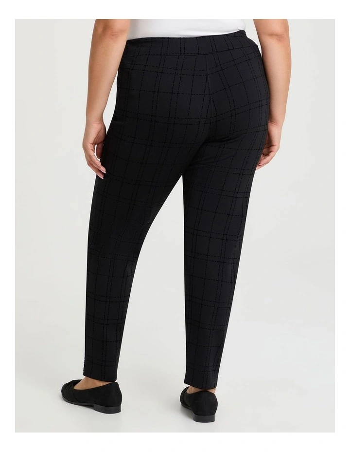 Ponte Flock Check Pant in Black image 2