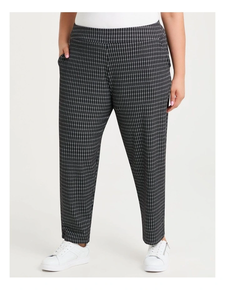 Plaid Ponte Pant in Print image 1