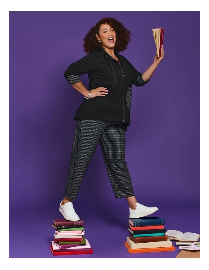 Plaid Ponte Pant in Print image 5