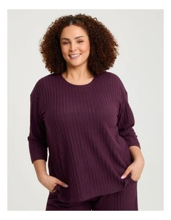 Cosy Rib Lounge Top Merlot