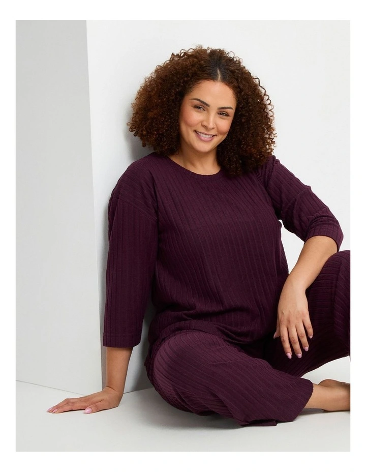 Cosy Rib Lounge Top Merlot image 4
