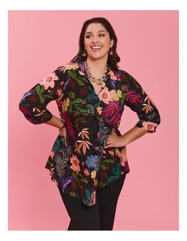 Floral Burst Natural Shirt in Print image 4