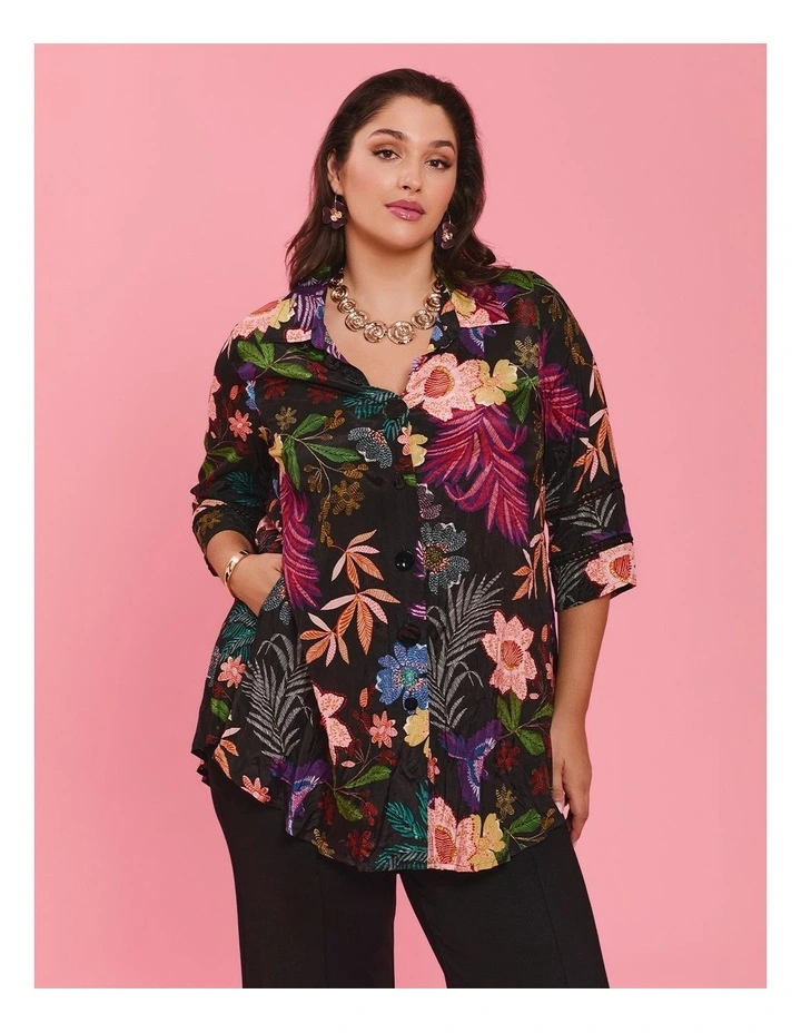 Floral Burst Natural Shirt in Print image 5