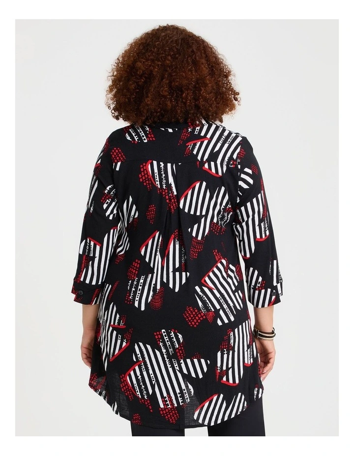 Stripe Floral Natural Shirt in Black/Red Print image 2