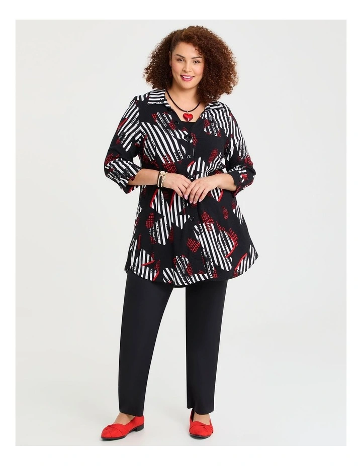 Stripe Floral Natural Shirt in Black/Red Print image 3