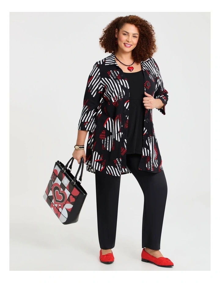 Stripe Floral Natural Shirt in Black/Red Print image 4