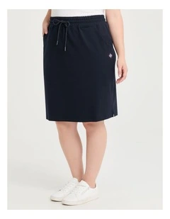 Cotton Seam Drawstring Skirt in Navy