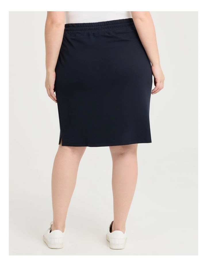 Cotton Seam Drawstring Skirt in Navy image 2