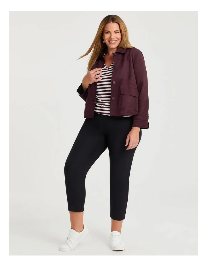 Natural Stripe 3/4 Sleeve T-shirt in Chocolate/Beige Stripe image 4