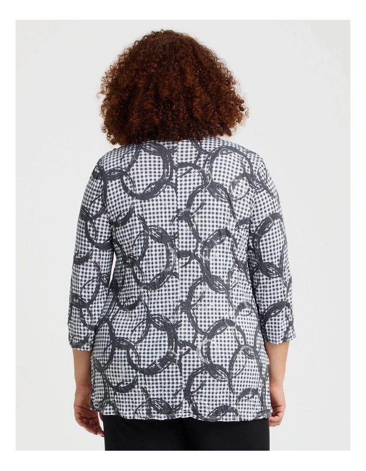 Piia Pleat Front Bamboo Crush Top in Check Print image 2