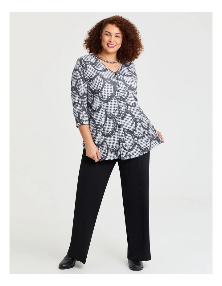 Piia Pleat Front Bamboo Crush Top in Check Print image 3
