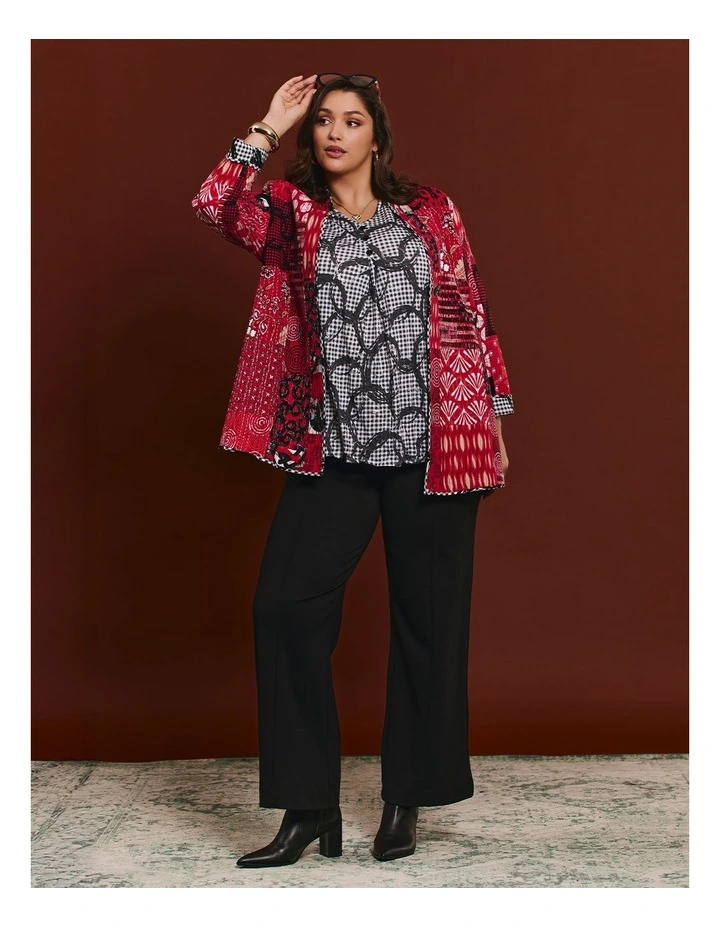 Piia Pleat Front Bamboo Crush Top in Check Print image 4