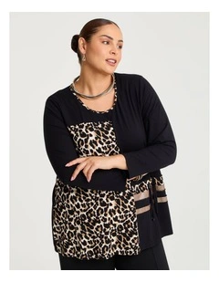 Leopard Spliced Natural Top Black/leopard