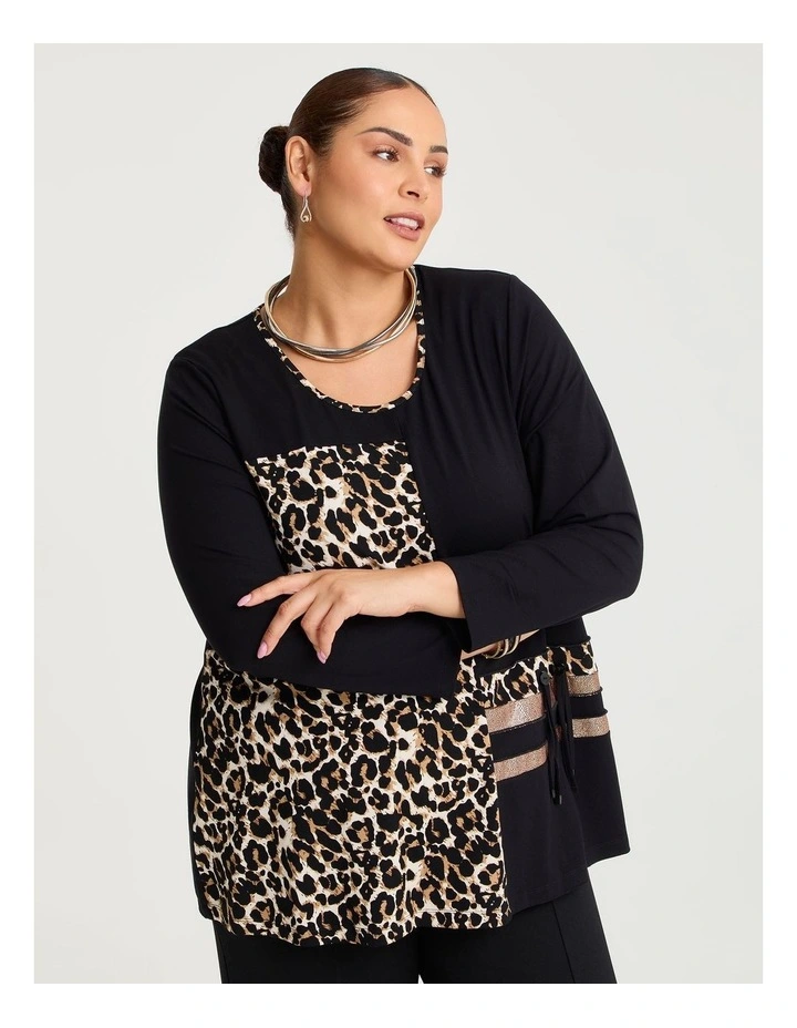 Leopard Spliced Natural Top Black/leopard image 1