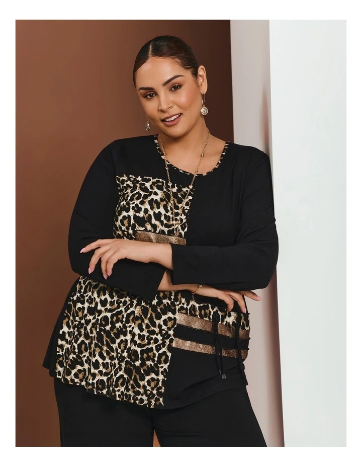 Leopard Spliced Natural Top Black/leopard image 3