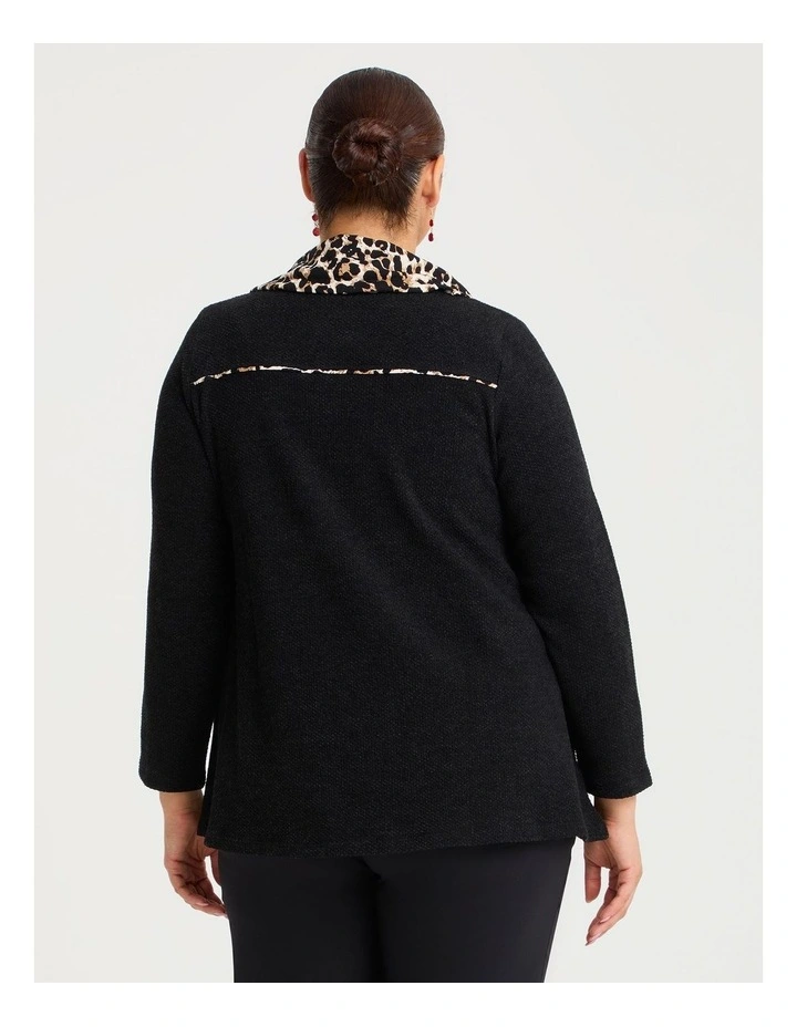 Waffle Snug & Leopard Trim Top Black/leopard image 2