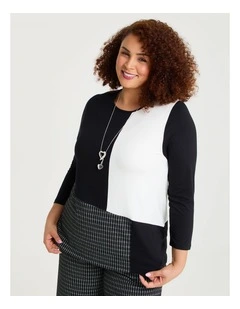 Bamboo Knit Plaid Top Print