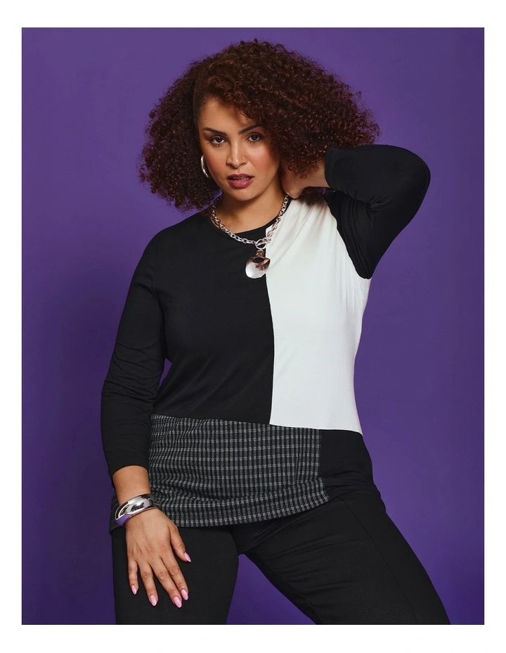 Bamboo Knit Plaid Top Print image 5