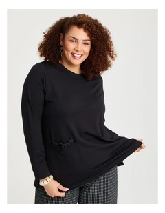 Bamboo Ponte Pocket Top Black